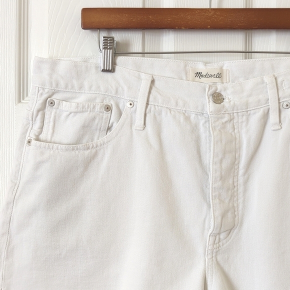 Madewell Classic Relaxed & Slouchy Mid Rise Frayed Cut Off Denim Shorts White 33 - Picture 8 of 12